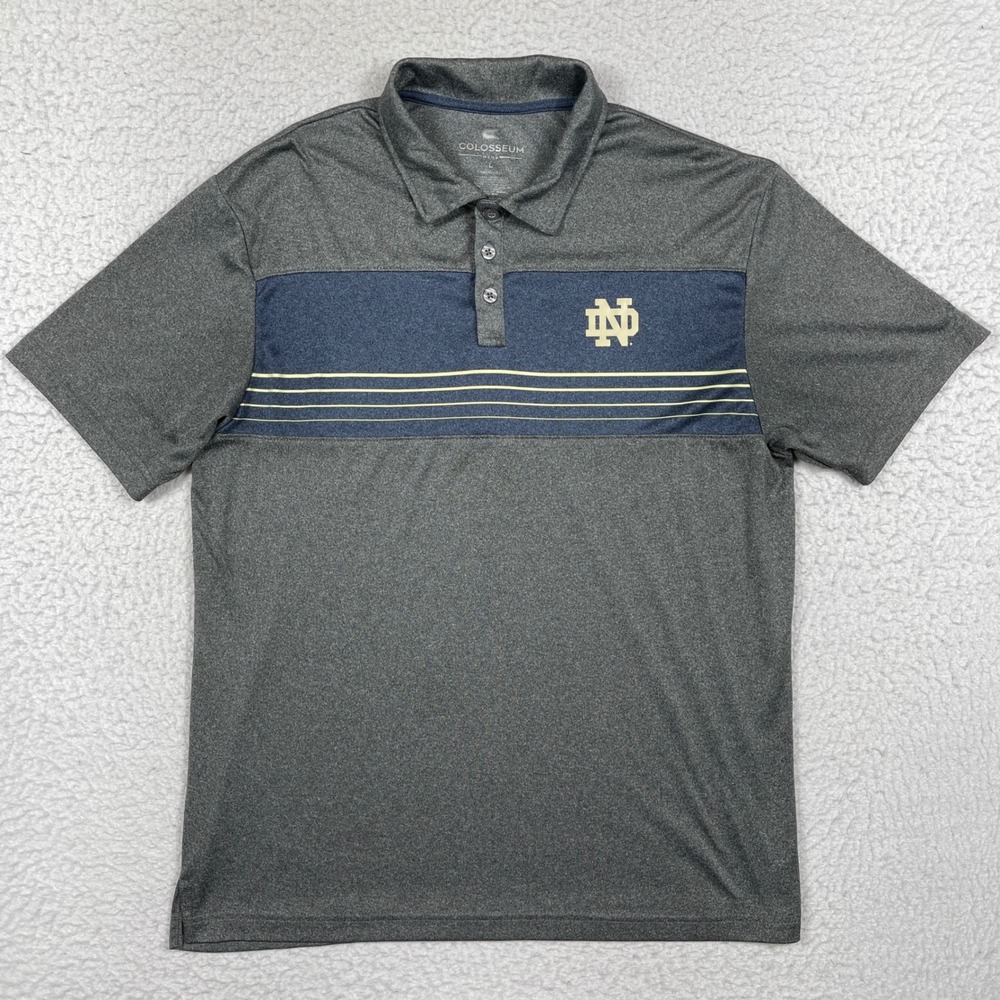 Notre Dame Fighting Irish Polo Shirt Mens Large Gray NCAA Golfer Sporty Fan